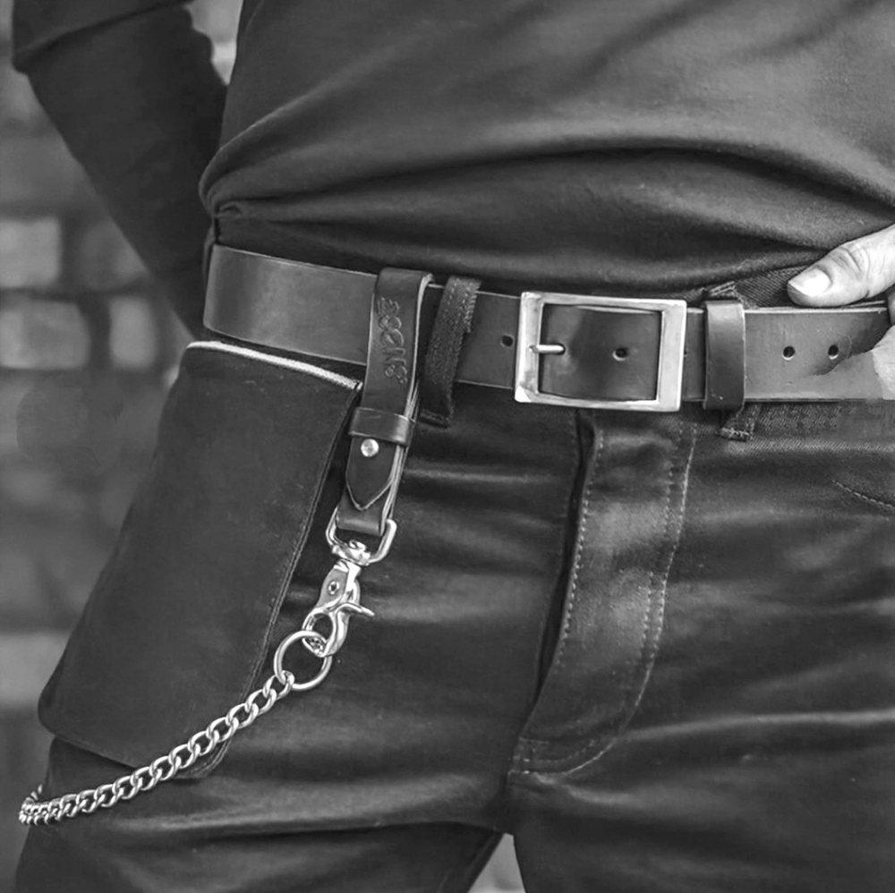 Zara Black Men's Belt with Chain